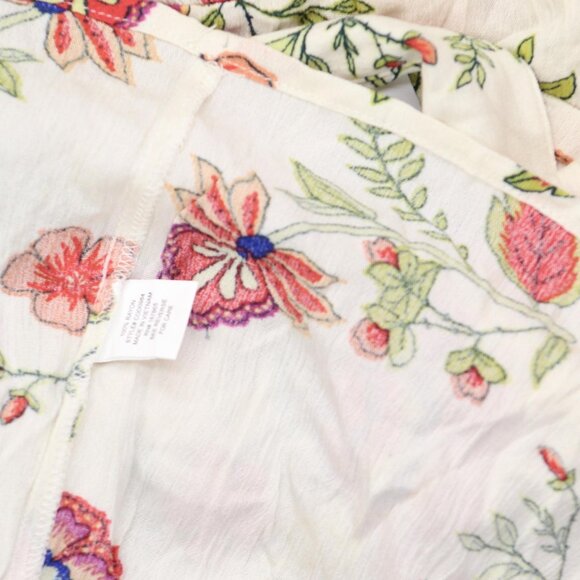 NWT Ny Collection Petites Crinkle Tiered Maxi Dress Ivory Floral Off White PL - Picture 6 of 6